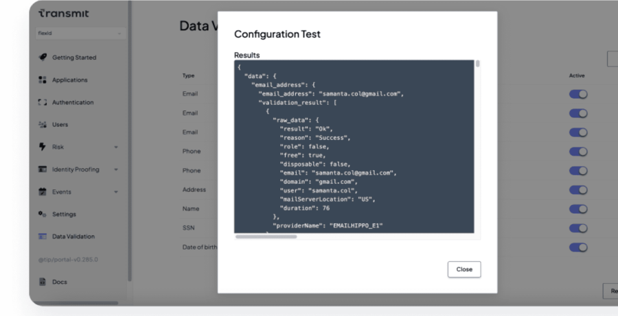 Platform V2 - Identity Data Validation